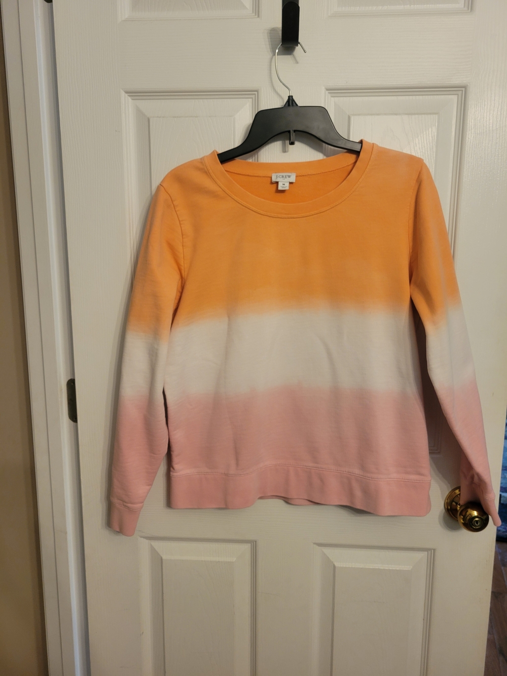 J. Crew Ombre Dip-Dye Sweatshirt in Orange, White & Pink